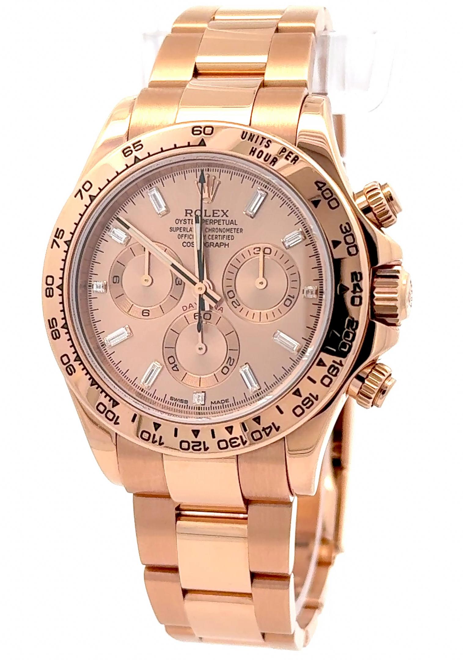 Rolex 2020 Daytona 116505 Rose Gold Diamond Indices Watch w/ Box and Papers