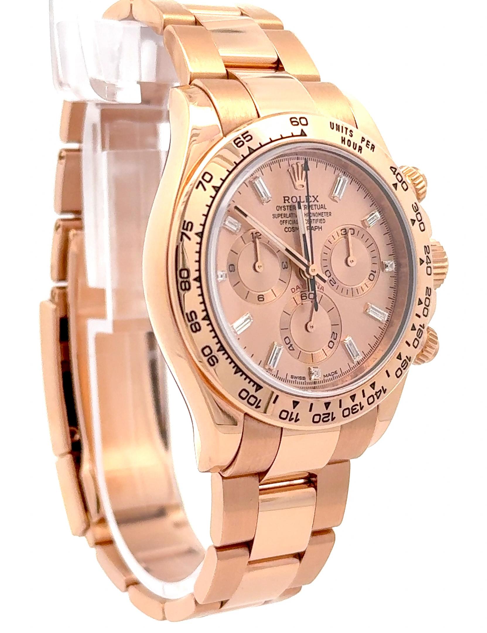 Rolex 2020 Daytona 116505 Rose Gold Diamond Indices Watch w/ Box and Papers