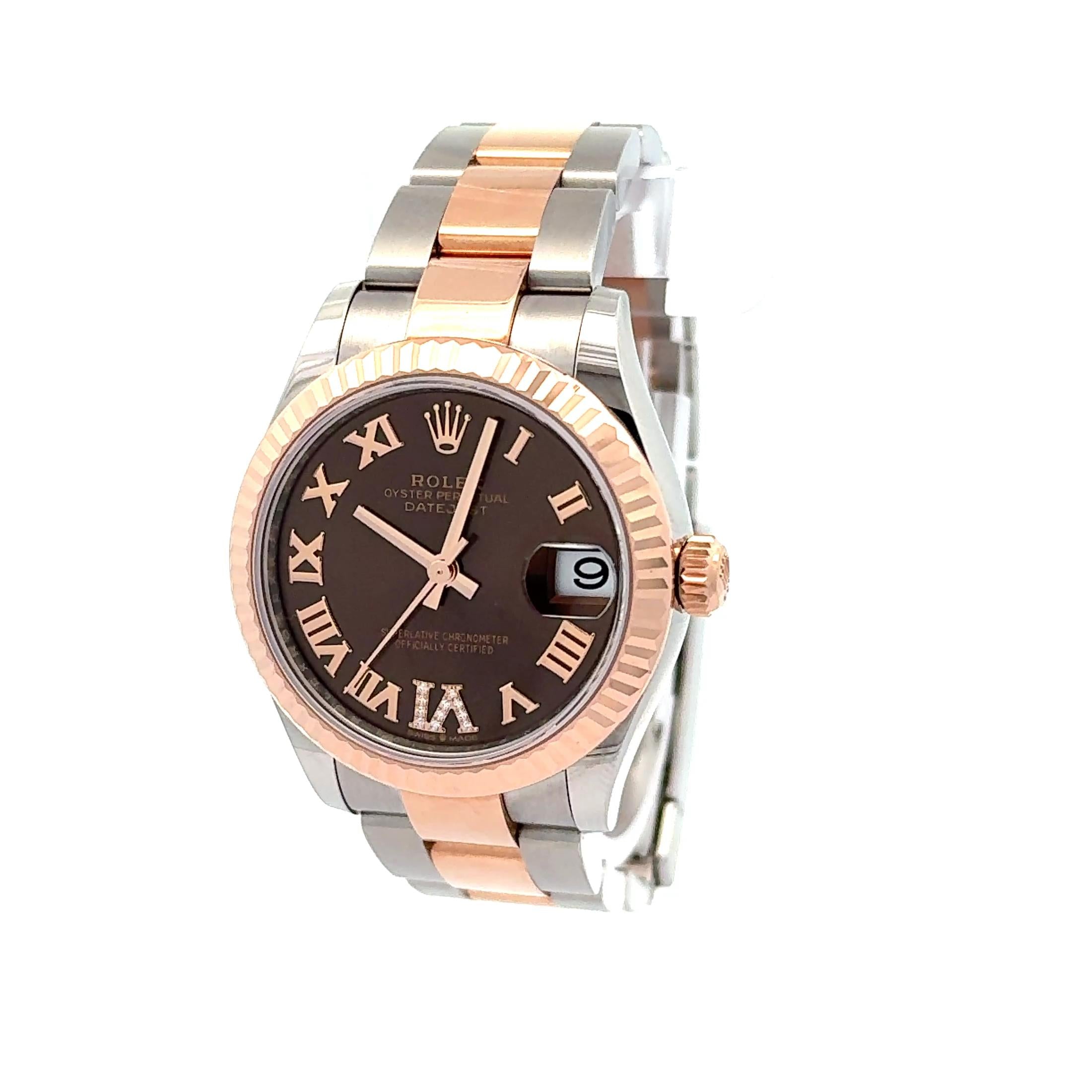 Rolex 2024 Datejust 278271 Chocolate Roman 31mm Dial Two Tone Watch w/ Card