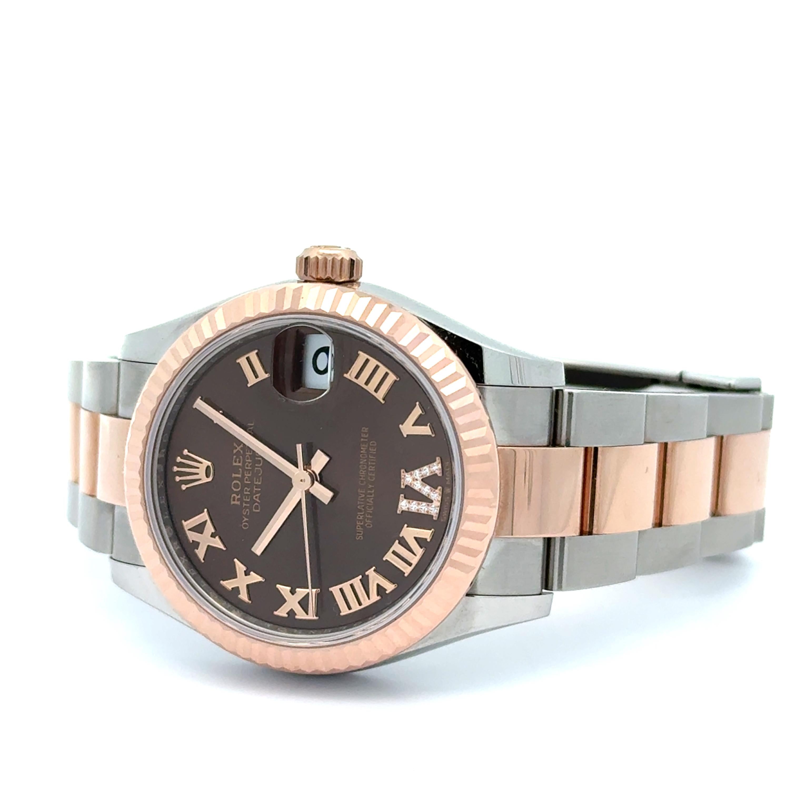 Rolex 2024 Datejust 278271 Chocolate Roman 31mm Dial Two Tone Watch w/ Card