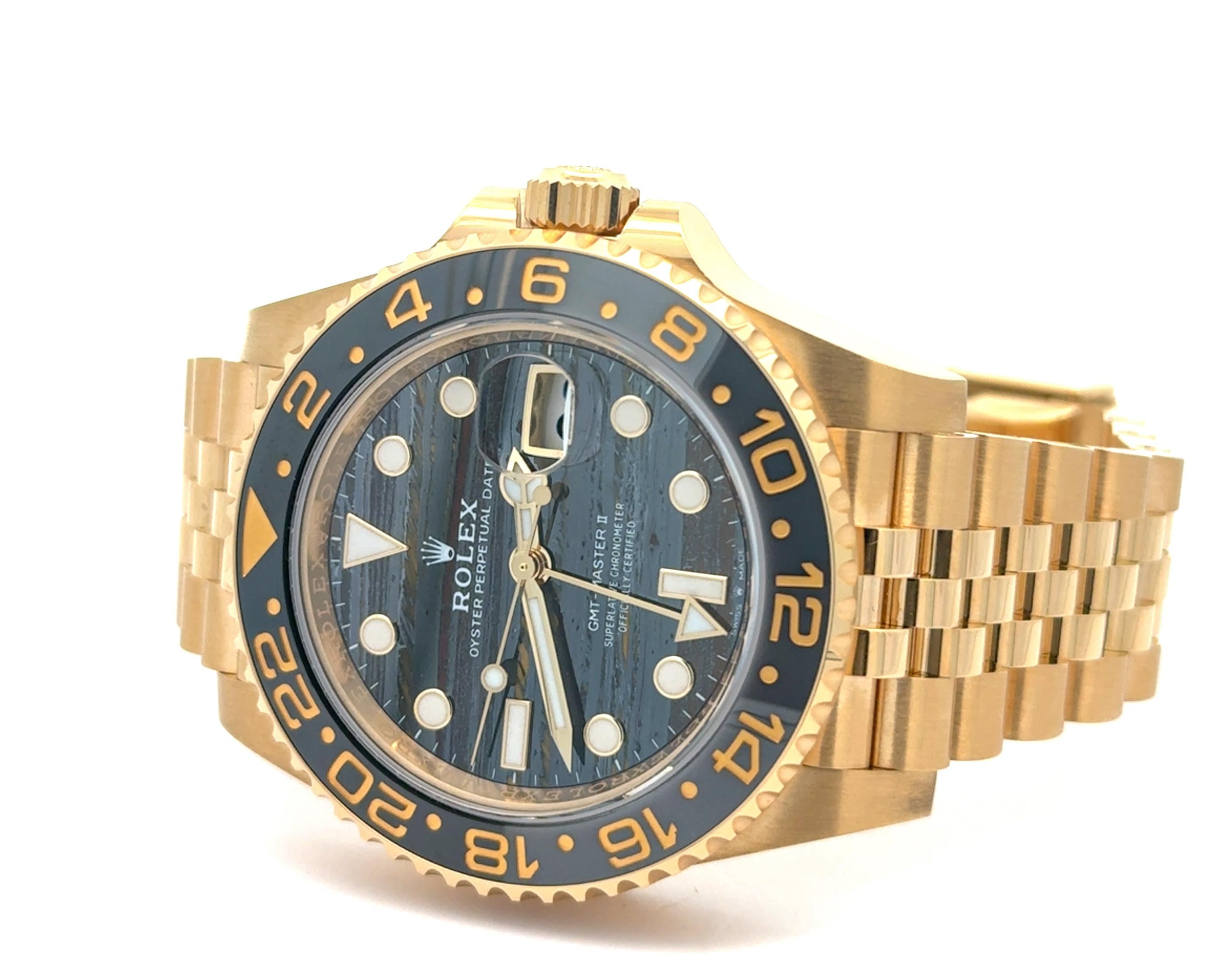 Rolex 2025 GMT-Master II 126718GRNR Tiger Iron Dial Yellow Gold Jubilee Watch