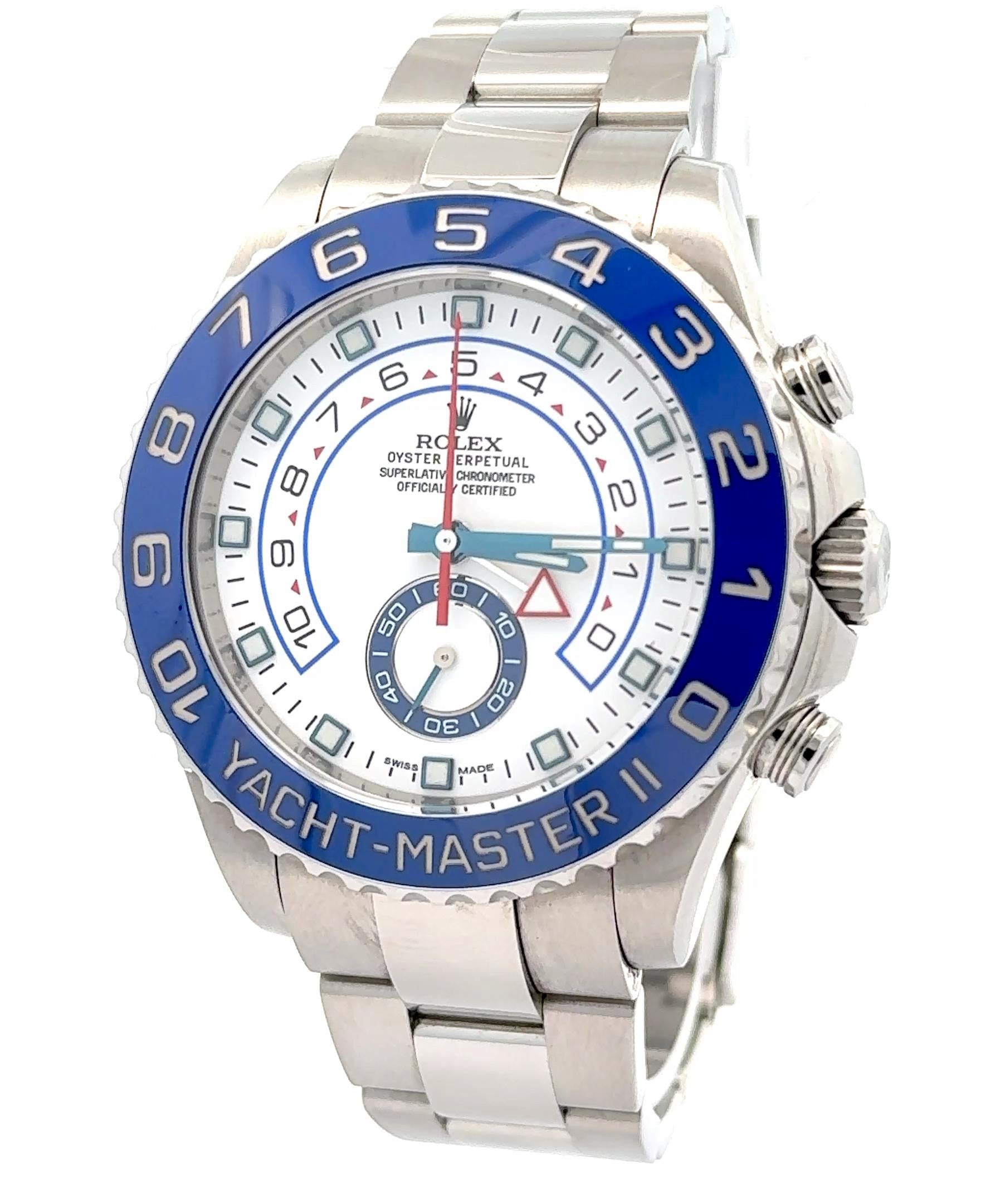 Rolex Yacht-Master II - 116680 Stainless Steel White Dial Blue Bezel Watch