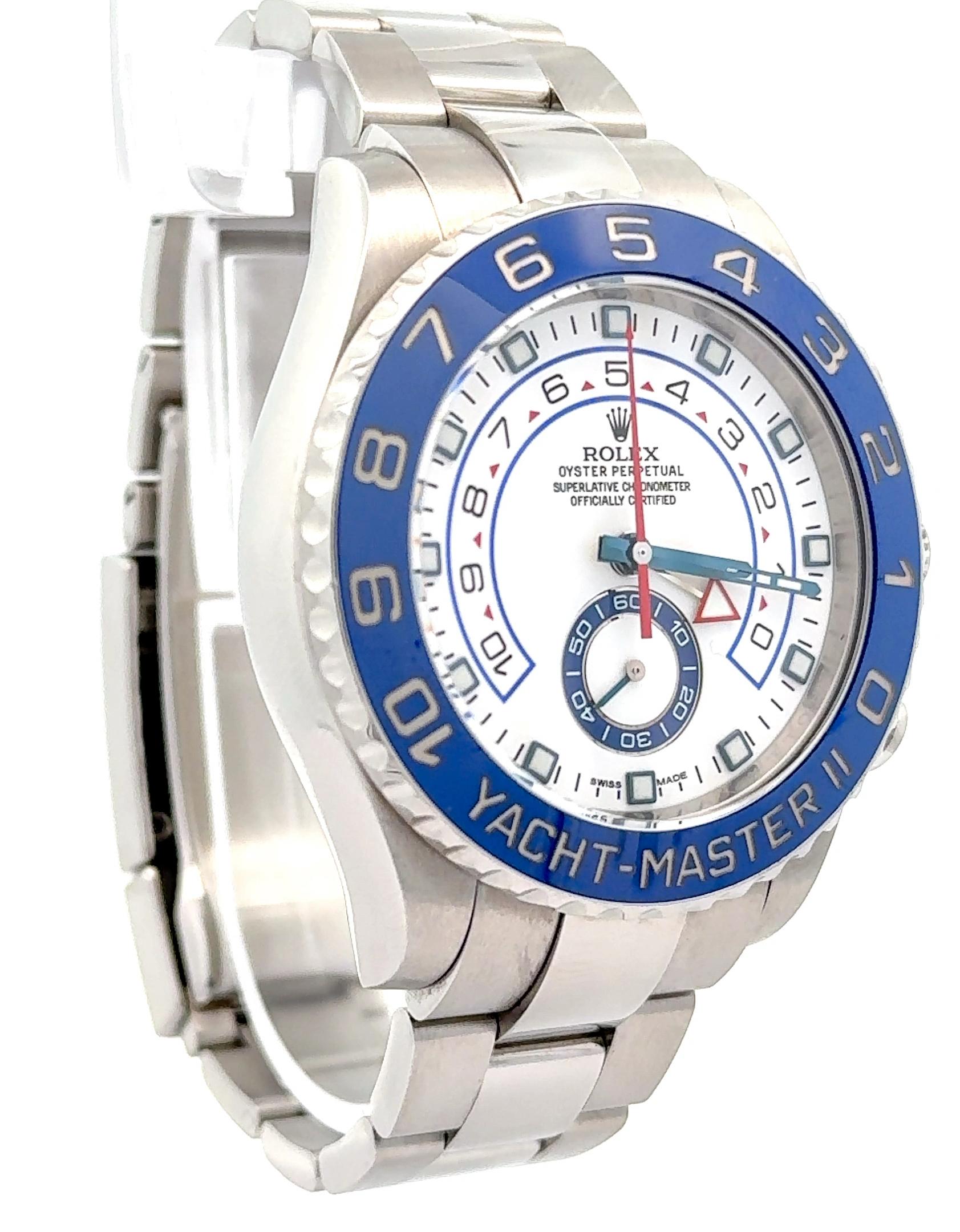 Rolex Yacht-Master II - 116680 Stainless Steel White Dial Blue Bezel Watch