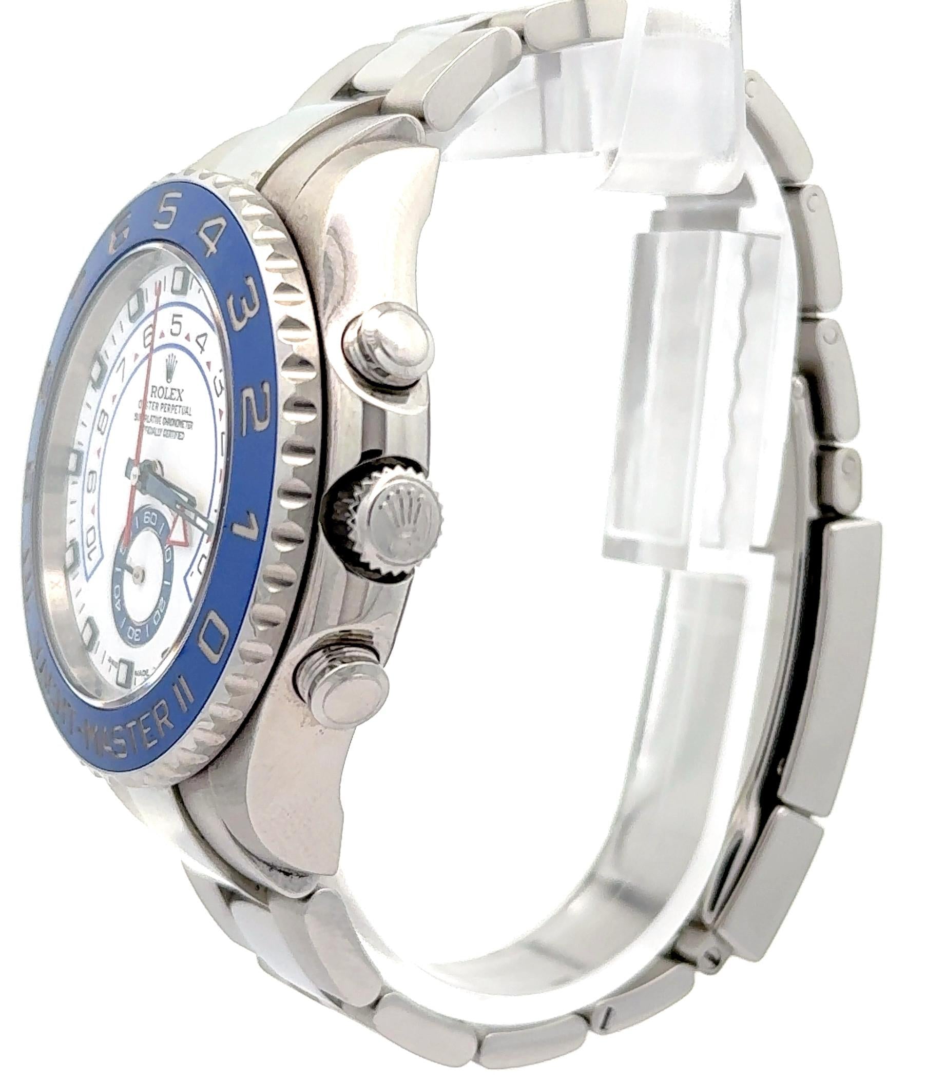 Rolex Yacht-Master II - 116680 Stainless Steel White Dial Blue Bezel Watch