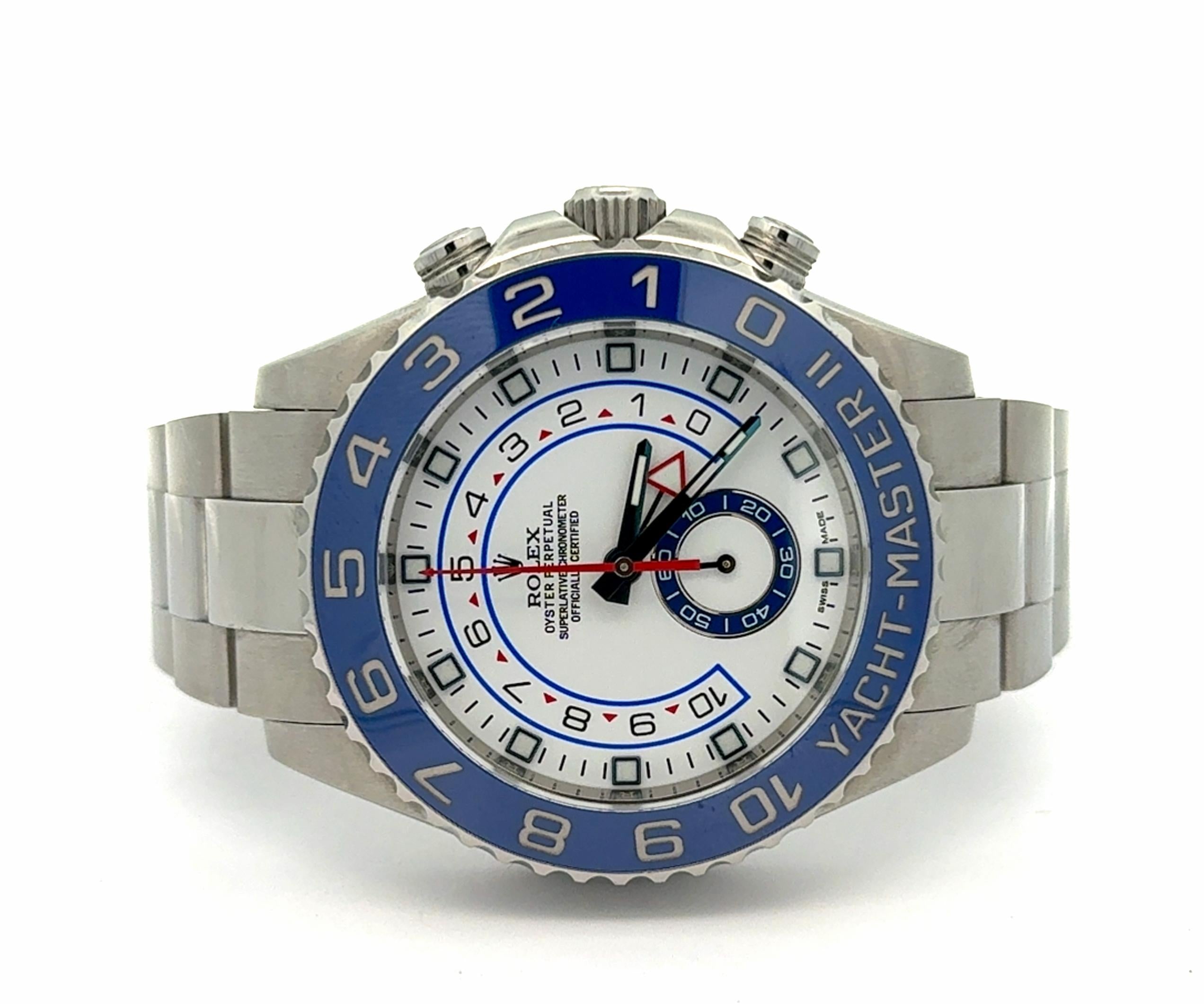 Rolex Yacht-Master II - 116680 Stainless Steel White Dial Blue Bezel Watch