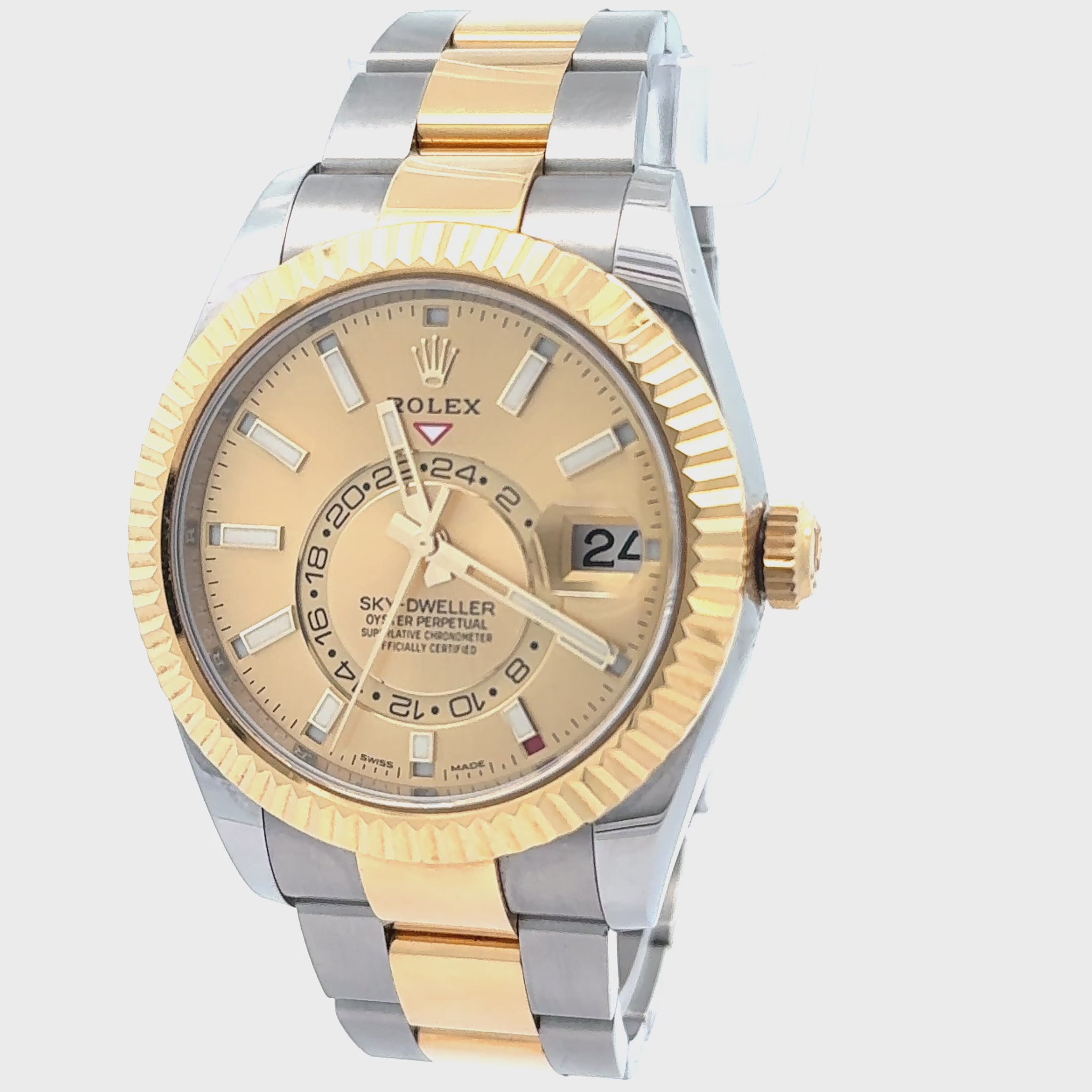 Rolex 2022 Sky-Dweller 326933 Two Tone Champagne Dial Watch w/ Box and Papers