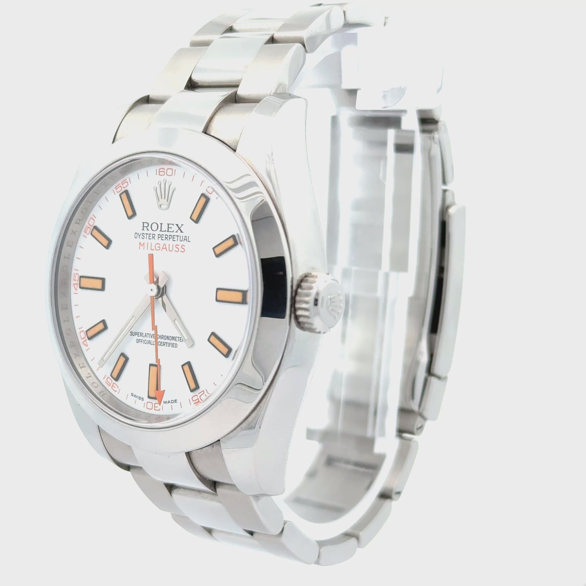 Rolex 2008 Milgauss 116400 Stainless Steel White Dial Watch w/ Box and Papers