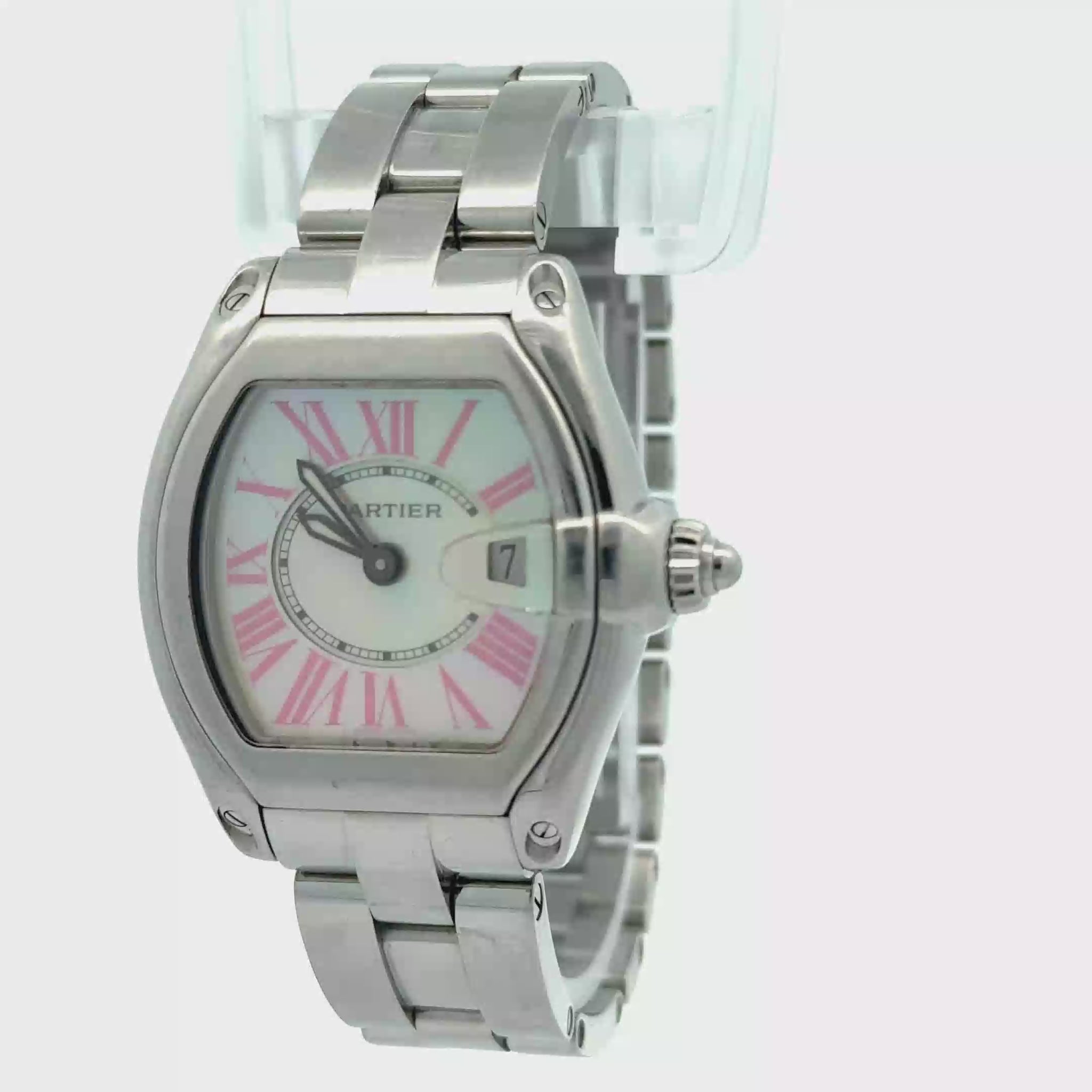 Cartier Roadster W6206006 32mm Mother of Pearl Dial Stainless Steel Quartz Watch