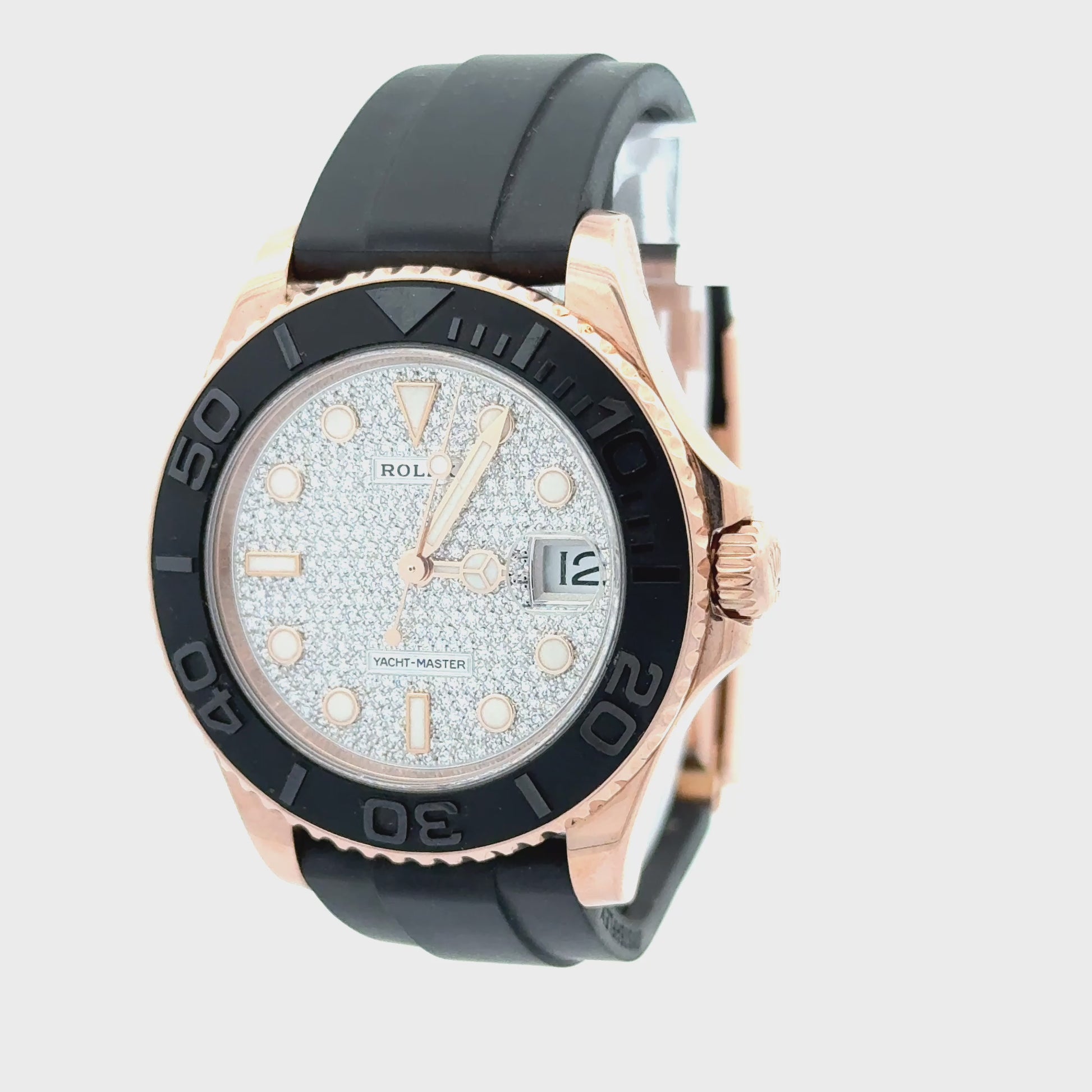 Rolex 2021 Yacht-Master 126655 Diamond Pave 37mm Gold Watch w/ Box and Papers